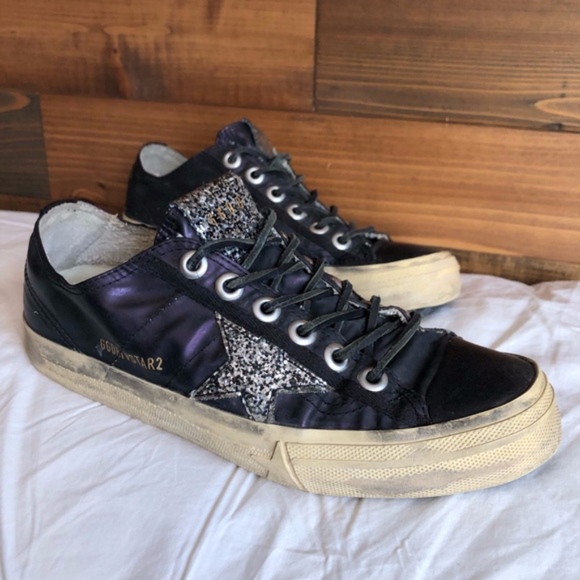 Golden Goose Shoes - GGDB V Star 2 Black Oil Purple Glitter 37 7